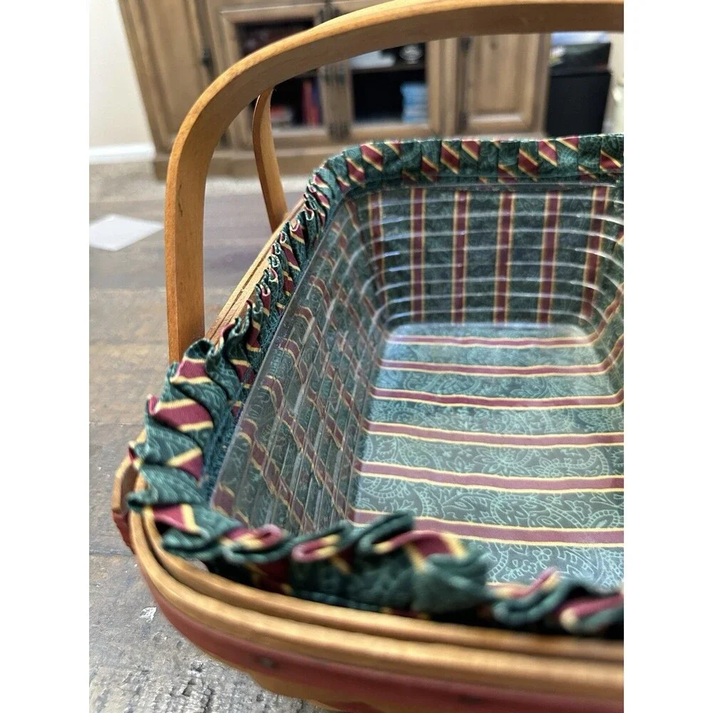 1996 Longaberger Christmas Collection Holiday Cheer Basket Set Imperial Stripe